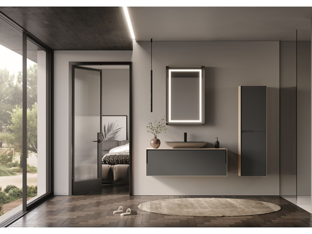 Specchio decorativo in legno "Craft 60 x 90 v2" - 60 x 10 x 90 cm - Antracite opaco
