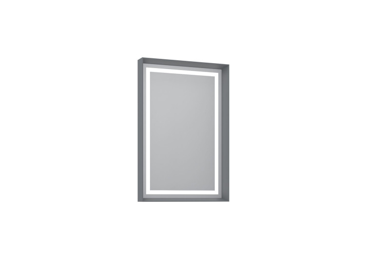Specchio decorativo in legno "Craft 60 x 90 v2" - 60 x 10 x 90 cm - Grigio opaco