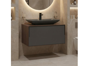 Mobile lavabo "Craft 80" - 80 x 50 x 40 cm - Noce / Antracite 2