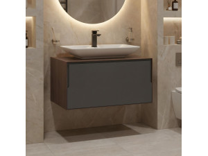 Mobile lavabo "Craft 80" - 80 x 50 x 40 cm - Noce / Antracite 2