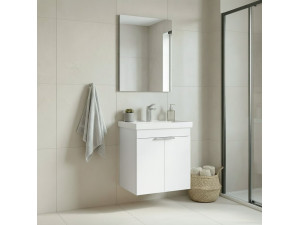 Set mobile lavabo con specchio (2 pezzi) "Desna 50" - 50 x 38 x 58 cm - Bianco opaco 2