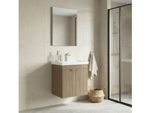 Set mobile lavabo con specchio (2 pezzi) "Desna 50" - 50 x 38 x 58 cm - Rovere 2