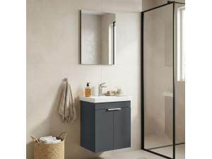 Set mobile lavabo con specchio (2 pezzi) "Desna 50" - 50 x 38 x 58 cm - Antracite opaco 2