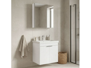 Set mobile lavabo con specchio (2 pezzi) "Desna 60" - 60 x 45 x 58 cm - Bianco opaco 2
