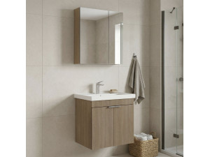 Set mobile lavabo con specchio (2 pezzi) "Desna 60" - 60 x 45 x 58 cm - Rovere 2