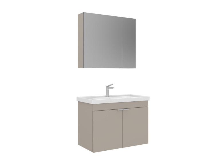 Set mobile lavabo con specchio (2 pezzi) "Desna 80" - 80 x 45 x 58 cm - Sabbia