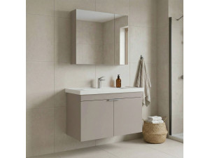 Set mobile lavabo con specchio (2 pezzi) "Desna 80" - 80 x 45 x 58 cm - Sabbia 2
