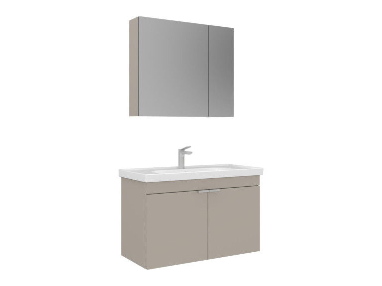 Set mobile lavabo con specchio (2 pezzi) "Desna 90" - 90 x 45 x 58 cm - Sabbia