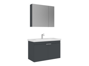 Set mobile lavabo con specchio (2 pezzi) "Desna 90" - 90 x 45 x 58 cm - Antracite opaco