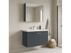 Set mobile lavabo con specchio (2 pezzi) "Desna 90" - 90 x 45 x 58 cm - Antracite opaco 2