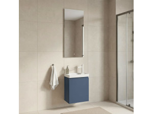 Set mobile lavabo con specchio (2 pezzi) "Ferla 40" - 40 x 22 x 50 cm - Blu opaco 2