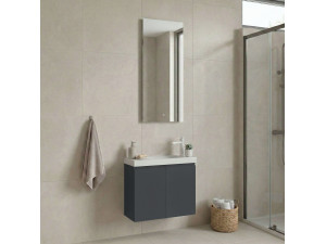 Set mobile lavabo con specchio (2 pezzi) "Ferla 60" - 60 x 22 x 50 cm - Antracite opaco 2