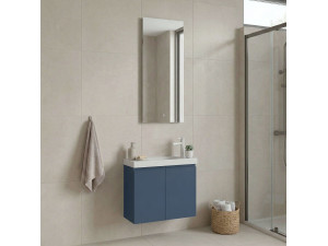 Set mobile lavabo con specchio (2 pezzi) "Ferla 60" - 60 x 22 x 50 cm - Blu opaco 2