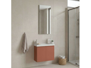 Set mobile lavabo con specchio (2 pezzi) "Ferla 60" - 60 x 22 x 50 cm - Cinnamon opaco 2