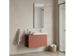 Set mobile lavabo con specchio (2 pezzi) "Ferla 80" - 80 x 22 x 45 cm - Cinnamon opaco 2