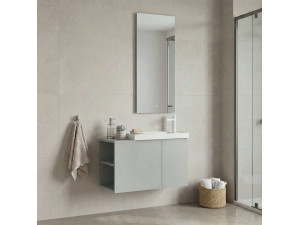 Set mobile lavabo con specchio (2 pezzi) "Ferla 80" - 80 x 22 x 45 cm - Cashmere opaco 2