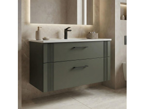 Mobile lavabo "Bari 100 v2" - 100 x 45 x 55 cm - Verde opaco 2
