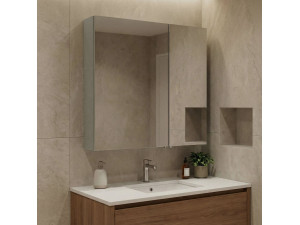 Mobile da bagno con specchio "Bari 60" - 60 x 16 x 66 cm - Cashmere opaco 2