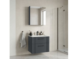 Set mobile lavabo con specchio (2 pezzi) "Bari 65 v2" - 65 x 45 x 55 cm - Antracite opaco 2