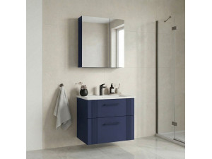 Set mobile lavabo con specchio (2 pezzi) "Bari 65 v2" - 65 x 45 x 55 cm - Blu navy opaco 2