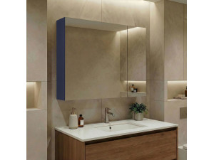 Mobile da bagno con specchio "Bari 80" - 75 x 16 x 66 cm - Blu navy opaco 2