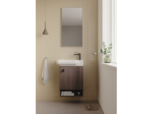 Set mobile lavabo con specchio (2 pezzi) "Begonya 55" - 53 x 33 x 75 cm - Noce 2