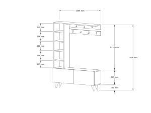 Mobile da ingresso in legno "Hale" - 120 x 32 x 161 cm - Noce