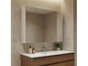Mobile da bagno con specchio "Arno 100" - 100 x 16 x 66 cm - Bianco 2