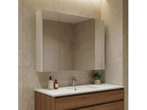 Mobile da bagno con specchio "Arno 100" - 100 x 16 x 66 cm - Cashmere 2