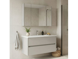 Set mobile lavabo con specchio (2 pezzi) "Arno 100" - 100 x 45 x 52 cm - Cashmere 2