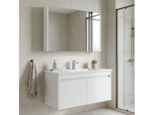 Set mobile lavabo con specchio (2 pezzi) "Arno 100" - 100 x 45 x 52 cm - Bianco 2
