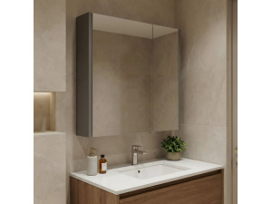 Mobile da bagno con specchio "Arno 60" - 60 x 16 x 66 cm - Grigio / Antracite 2