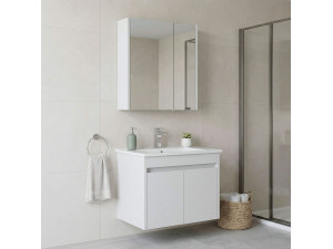 Set mobile lavabo con specchio (2 pezzi) "Arno 65" - 65 x 45 x 52 cm - Bianco 2