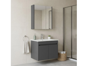 Set mobile lavabo con specchio (2 pezzi) "Arno 65" - 65 x 45 x 52 cm - Grigio 2