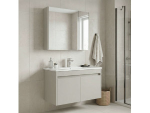 Set mobile lavabo con specchio (2 pezzi) "Arno 85" - 85 x 45 x 52 cm - Cashmere 2