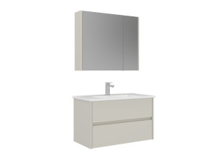 Set mobile lavabo con specchio (2 pezzi) "Arno 85" - 85 x 45 x 52 cm - Cashmere