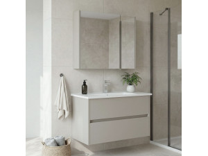 Set mobile lavabo con specchio (2 pezzi) "Arno 85" - 85 x 45 x 52 cm - Cashmere 2