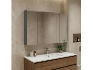 Mobile da bagno con specchio "Bari 100" - 97 x 16 x 66 cm - Antracite opaco 2