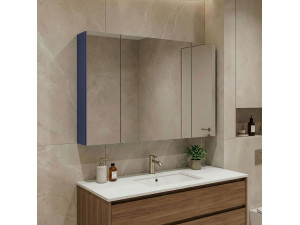 Mobile da bagno con specchio "Bari 100" - 97 x 16 x 66 cm - Blu navy opaco 2