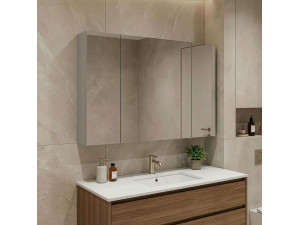 Mobile da bagno con specchio "Bari 100" - 97 x 16 x 66 cm - Cashmere opaco 2