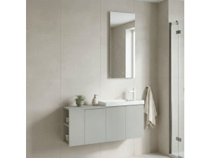 Set mobile lavabo con specchio (2 pezzi) "Ferla 110" - 110 x 22 x 45 cm - Cashmere opaco 2