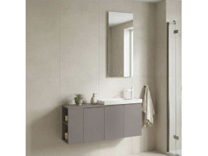 Set mobile lavabo con specchio (2 pezzi) "Ferla 110" - 110 x 22 x 45 cm - Mink opaco 2