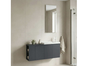 Set mobile lavabo con specchio (2 pezzi) "Ferla 110" - 40 x 22 x 45 cm - Antracite opaco 2
