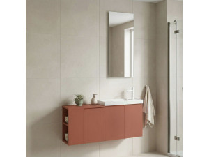 Set mobile lavabo con specchio (2 pezzi) "Ferla 110" - 110 x 22 x 45 cm - Cinnamon opaco 2