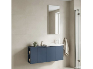 Set mobile lavabo con specchio (2 pezzi) "Ferla 110" - 40 x 22 x 45 cm - Blu opaco 2