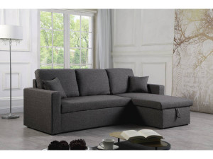 Divano ad angolo convertibile "Alain" - Grigio - 221 x 145 x 85 cm - 3 posti - Grigio 2