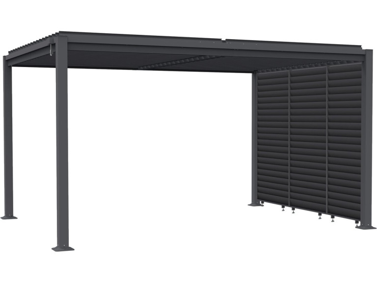 Pergola bioclimatica "Howard" con 3 lamelle in acciaio zincato - 3 x 4 m - Grigio