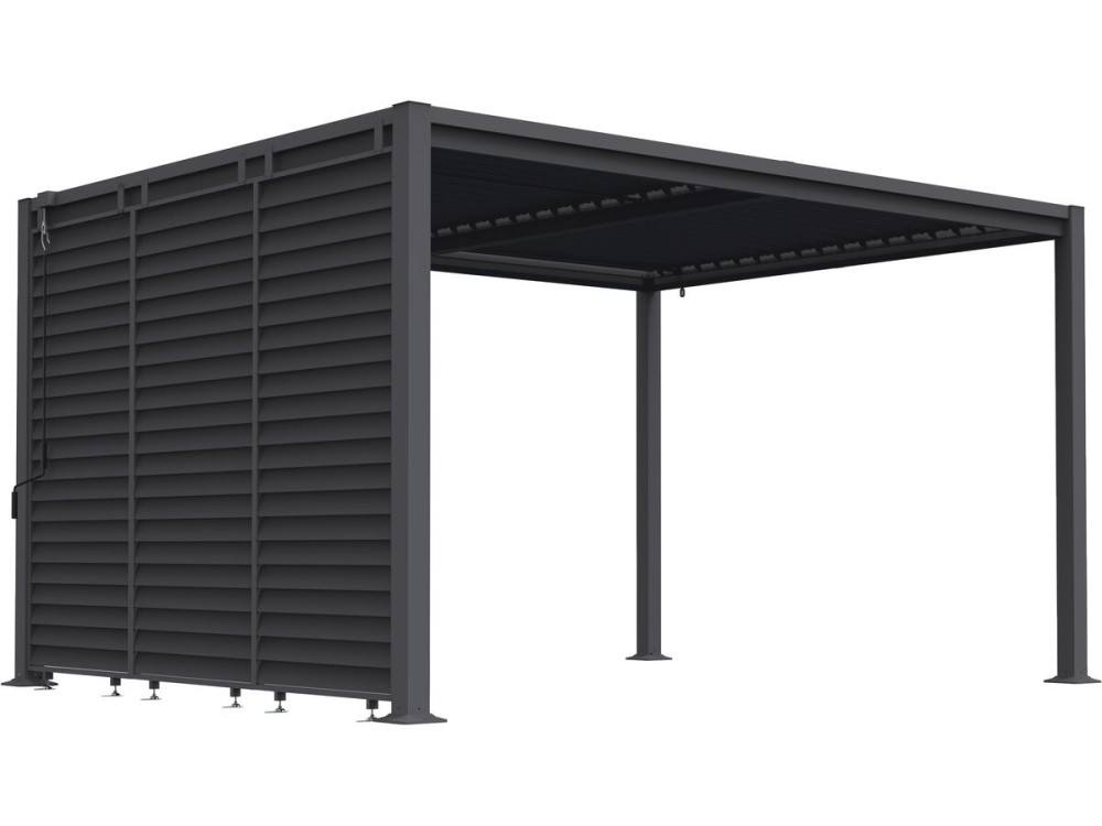 Pergola bioclimatica "Howard" con 3 lamelle in acciaio zincato - 3 x 4 m - Grigio