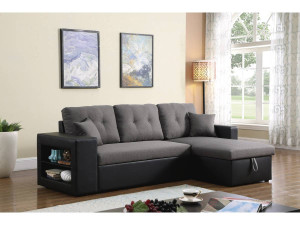Divano ad angolo trasformabile / reversibile "Axel" - 3 posti - Nero / Grigio 2