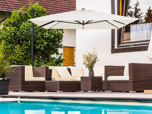 Ombrellone da giardino a sbalzo in alluminio "Sky 4" - 3 x 4 m - Ecru - Con telo 2